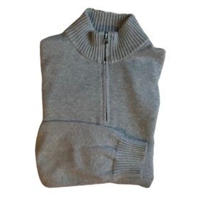 J. Crew Factory Gray 1/4 Zip Popover Mock Neck Sweater XL